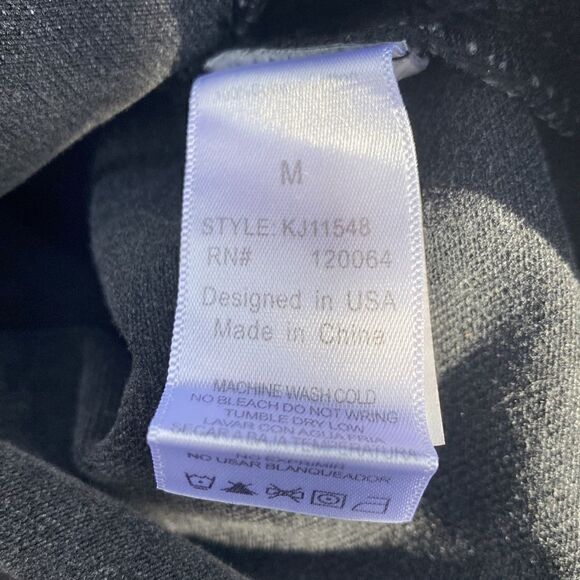 Black/grey denim jacket with removable faux fur collar sz M - Picture 16 of 16